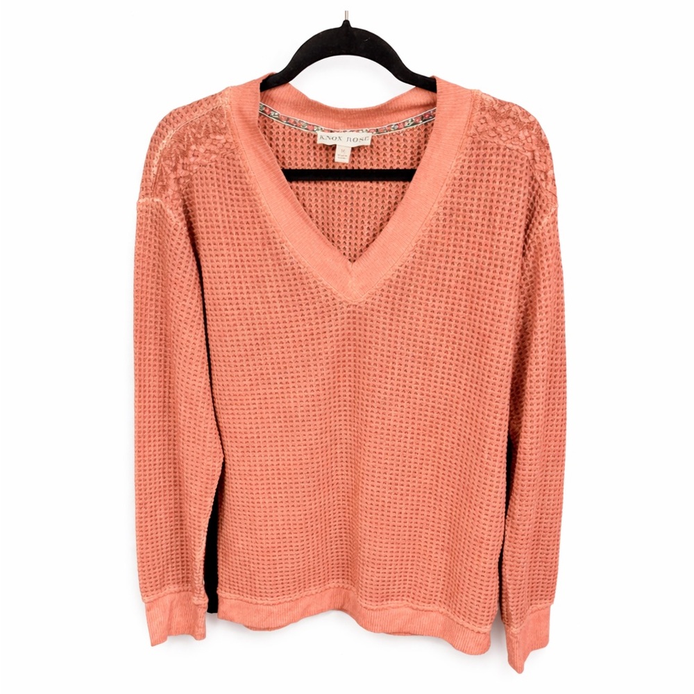 Knox Rose Waffle Knit Sweater with Embroidery